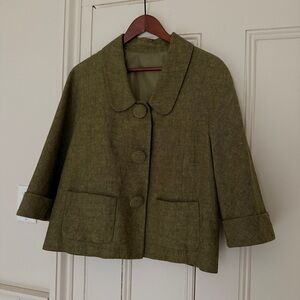 WOW. Vintage 1960’s Mid-Century Modern Olive Green Swing Jacket. Sz M/L. BEAUTY